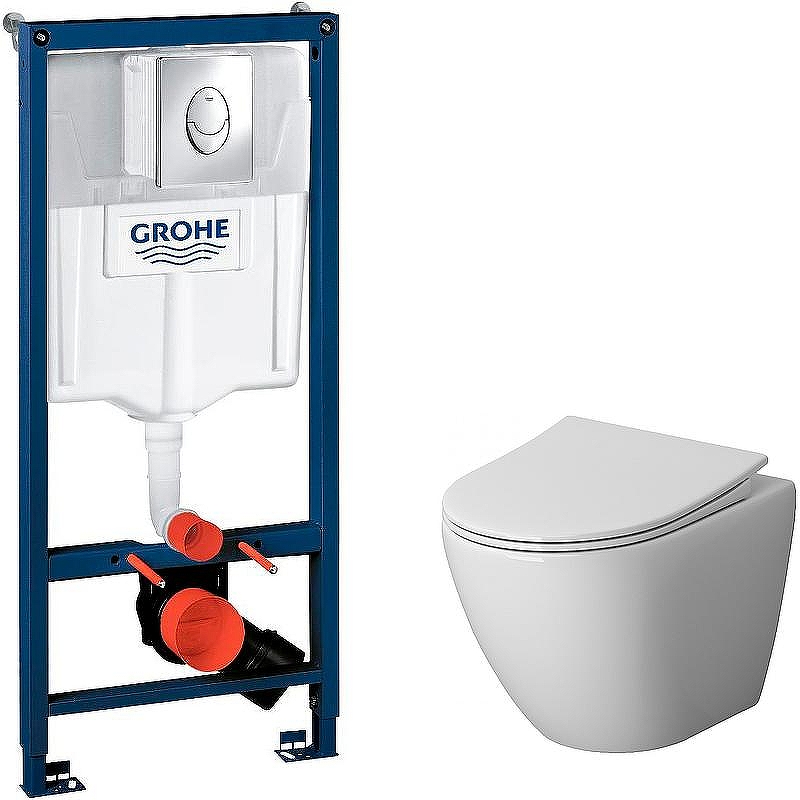 Комплект унитаза с инсталляцией Niagara Vista NG-9301 с инсталляцией Grohe Rapid SL 38721001 цвет Белый с сиденьем Микролифт и клавишей смыва Хром