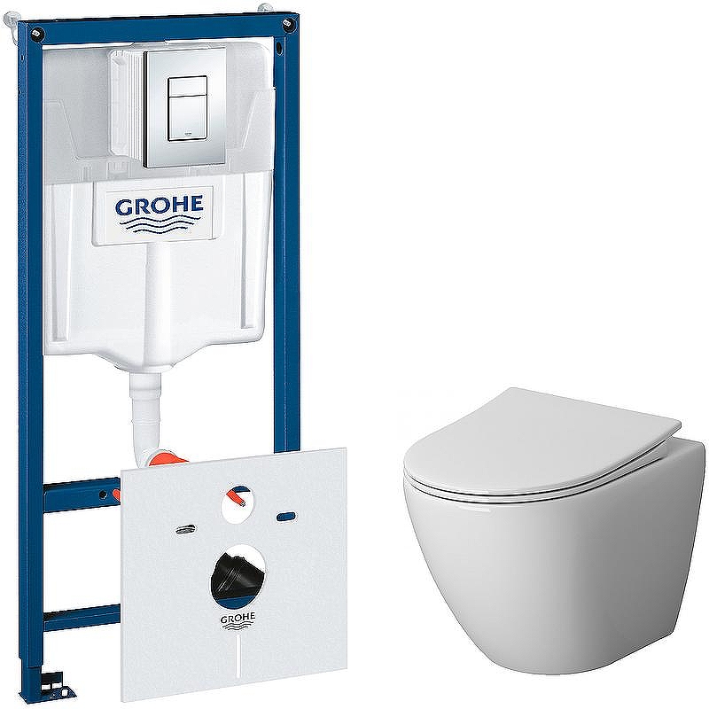 Комплект унитаза с инсталляцией Niagara Vista NG-9301 с инсталляцией Grohe Rapid SL 38775001 цвет Белый с сиденьем Микролифт и клавишей смыва Хром