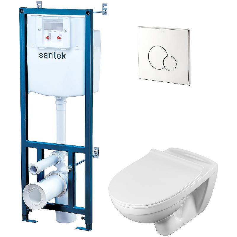 Комплект унитаза с инсталляцией Santek Бореаль Пэк 1WH501544 с сиденьем Микролифт и клавишей смыва Хром