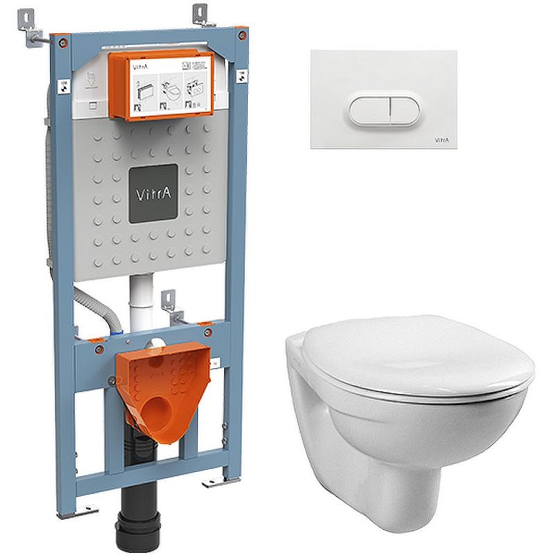 Комплект унитаза с инсталляцией Vitra Normus 9773B003-7201 с сиденьем Микролифт и Белой глянцевой клавишей смыва