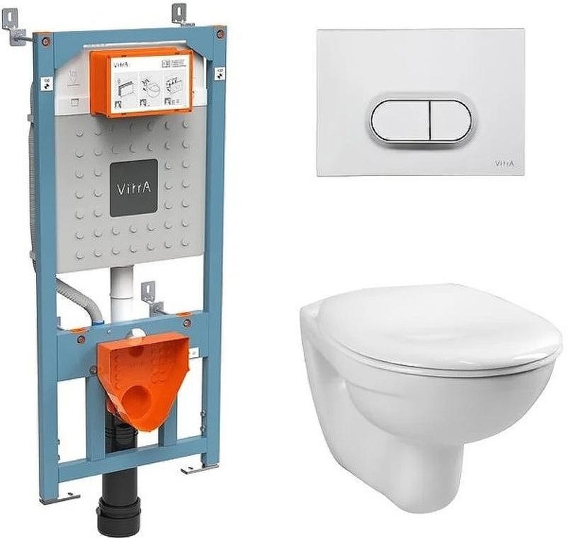Комплект унитаза с инсталляцией Vitra Normus 9773B003-7203 с сиденьем Микролифт и клавишей смыва Хром матовый