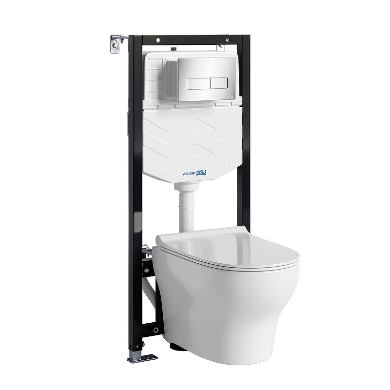 Комплект унитаза с инсталляцией WasserKRAFT Aller 10TLT.010.ME.CH03.H001 цвет Белый с сиденьем Микролифт и клавишей смыва цвет Хром