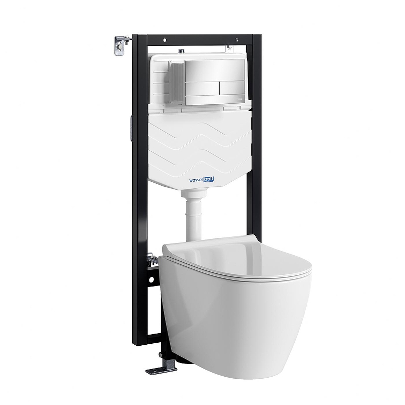 Комплект унитаза с инсталляцией WasserKRAFT Vils 56TLT.010.ME.CH04.H002 цвет Белый с сиденьем Микролифт и клавишей смыва цвет Хром