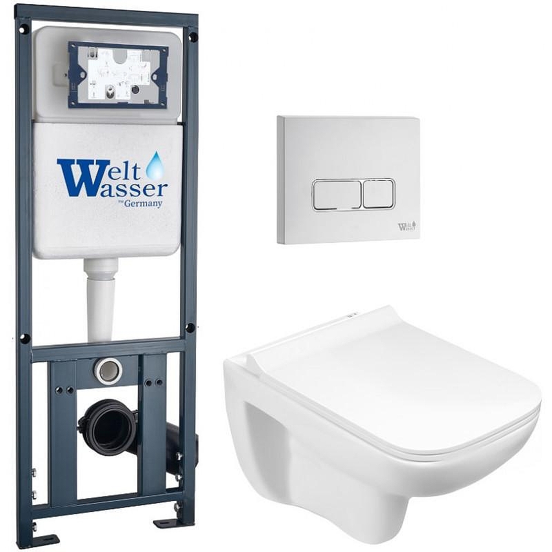 Комплект унитаза с инсталляцией WeltWasser MARBERG 410 + KEHLBACH 004 GL-WT + MAR 410 SE GL-WT 10000010730 цвет Белый глянцевый с сиденьем Микролифт и клавишей смыва цвет Белый глянцевый
