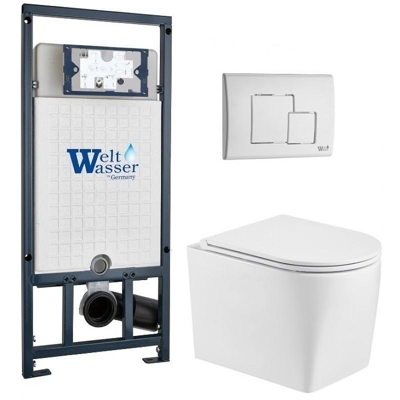 Комплект унитаза с инсталляцией WeltWasser MARBERG 507 + NESENBACH 004 GL-WT + MAR 507 SE GL-WT 10000011726 цвет Белый глянцевый с сиденьем Микролифт и клавишей смыва цвет Белый глянцевый