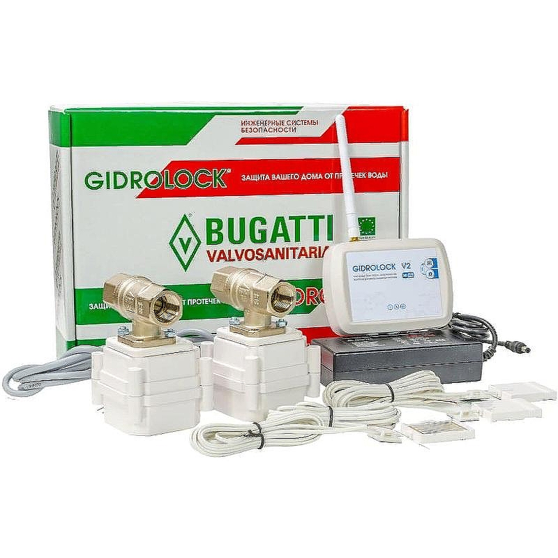 Комплект защиты от протечки воды Gidrolock Wi-Fi Bugatti 3/4 36201022 с двумя кранами