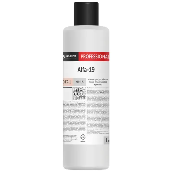 Концентрат для уборки после строительства и ремонта Pro-Brite Alfa-19 1 л