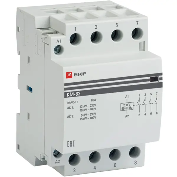 Контактор EKF КМ 4NО 63 А 230-400 В