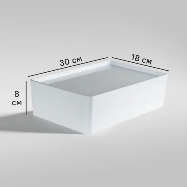 Контейнер 30x8x18 см 3.75 л ПЭТ с крышкой цвет белый