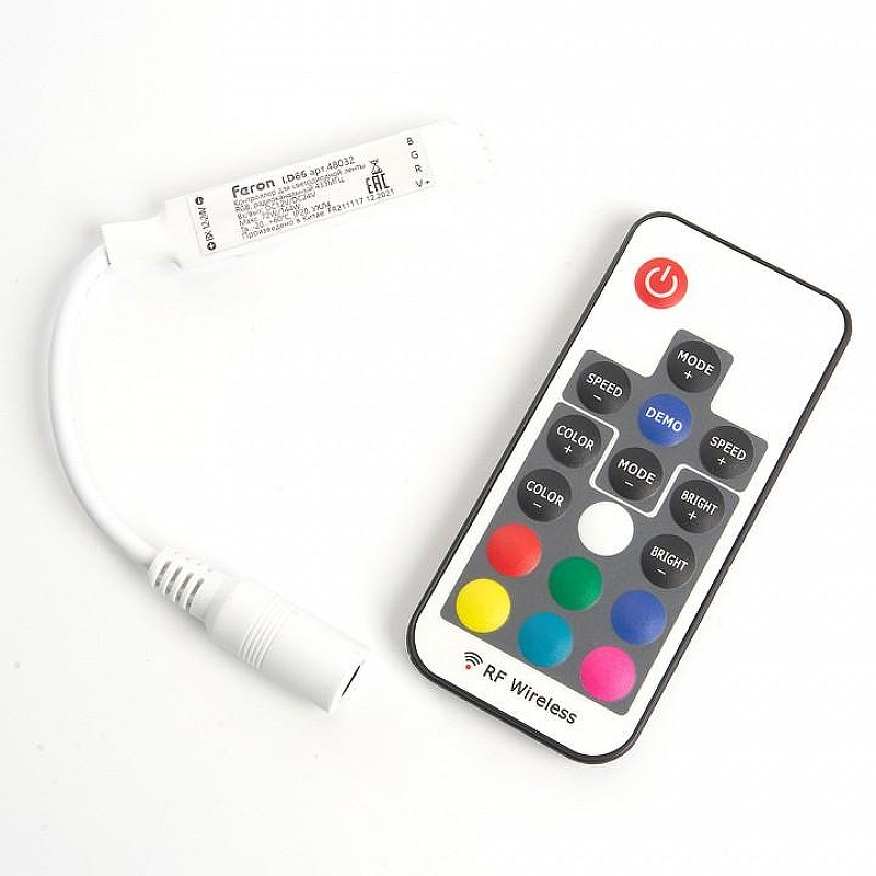 Контроллер-регулятор цвета RGB с пультом ДУ Feron LD66 48032 IP 20
