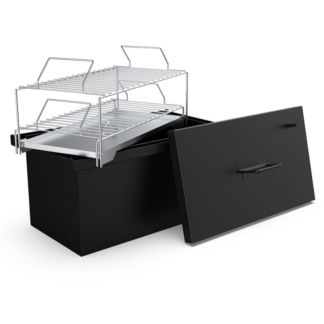коптильня Smoky Boom BLACK двухярусная с гидрозатвором 53,6х31,6х28,8см сталь 1,5мм