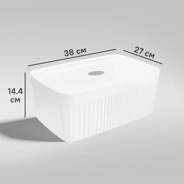 Коробка с крышкой для хранения Вельвет 38x14.4x27 см полипропилен цвет белый