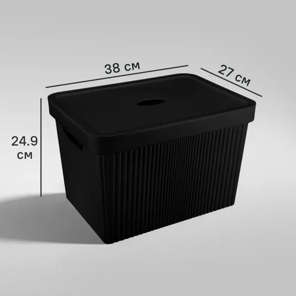 Коробка с крышкой для хранения Вельвет 38x24.9x27 см полипропилен цвет черный