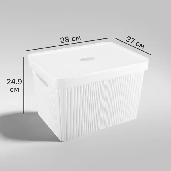 Коробка с крышкой для хранения Вельвет 38x24.9x27 см полипропилен цвет белый