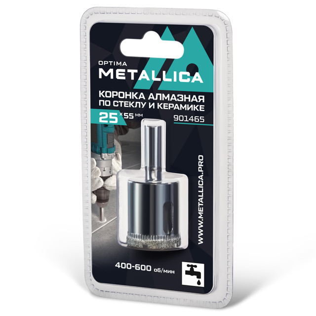 коронка алмазная METALLICA Optima по стеклу и плитке 25x55мм