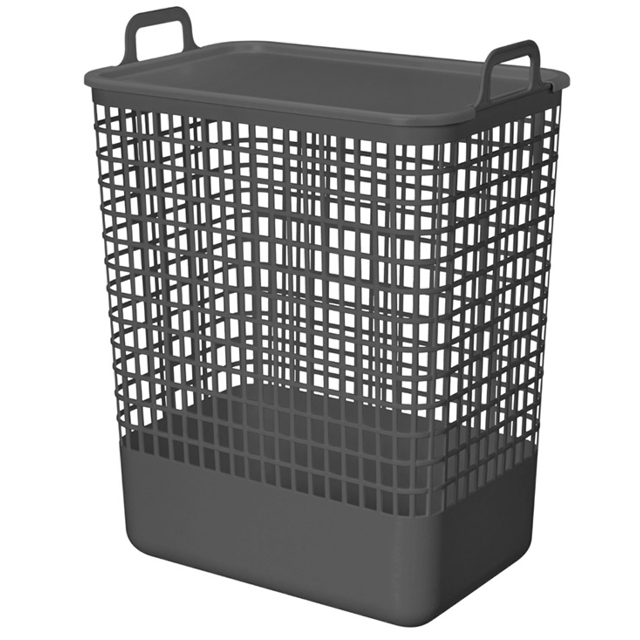 корзина для белья ECONOVA Kobo 38x26,2x50см 35л пластик с крышкой серый