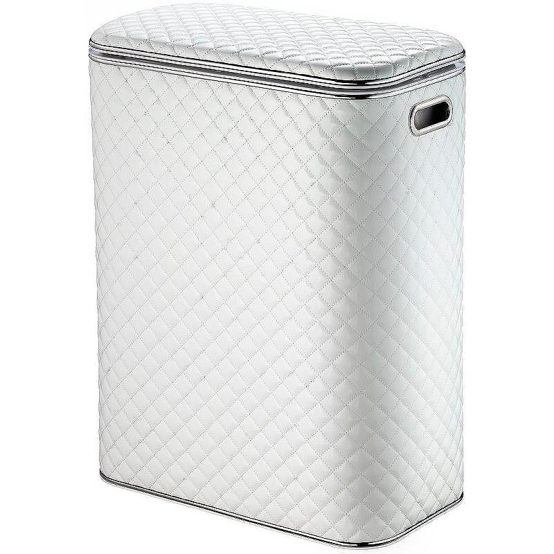 Корзина для белья Geralis SWH-B Ромб стежка Белая, кант Хром, стандартная