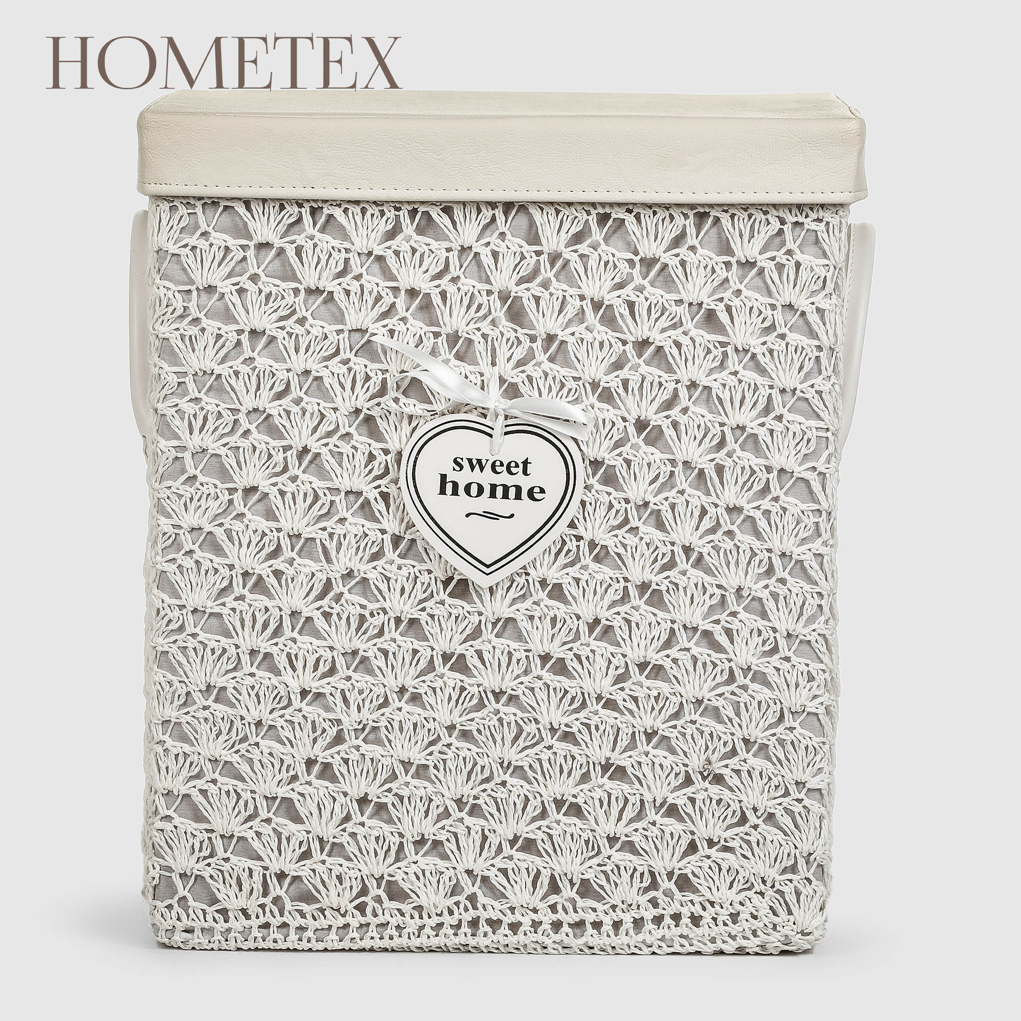 Корзина для белья Hometex белая с крышкой 46х37х28