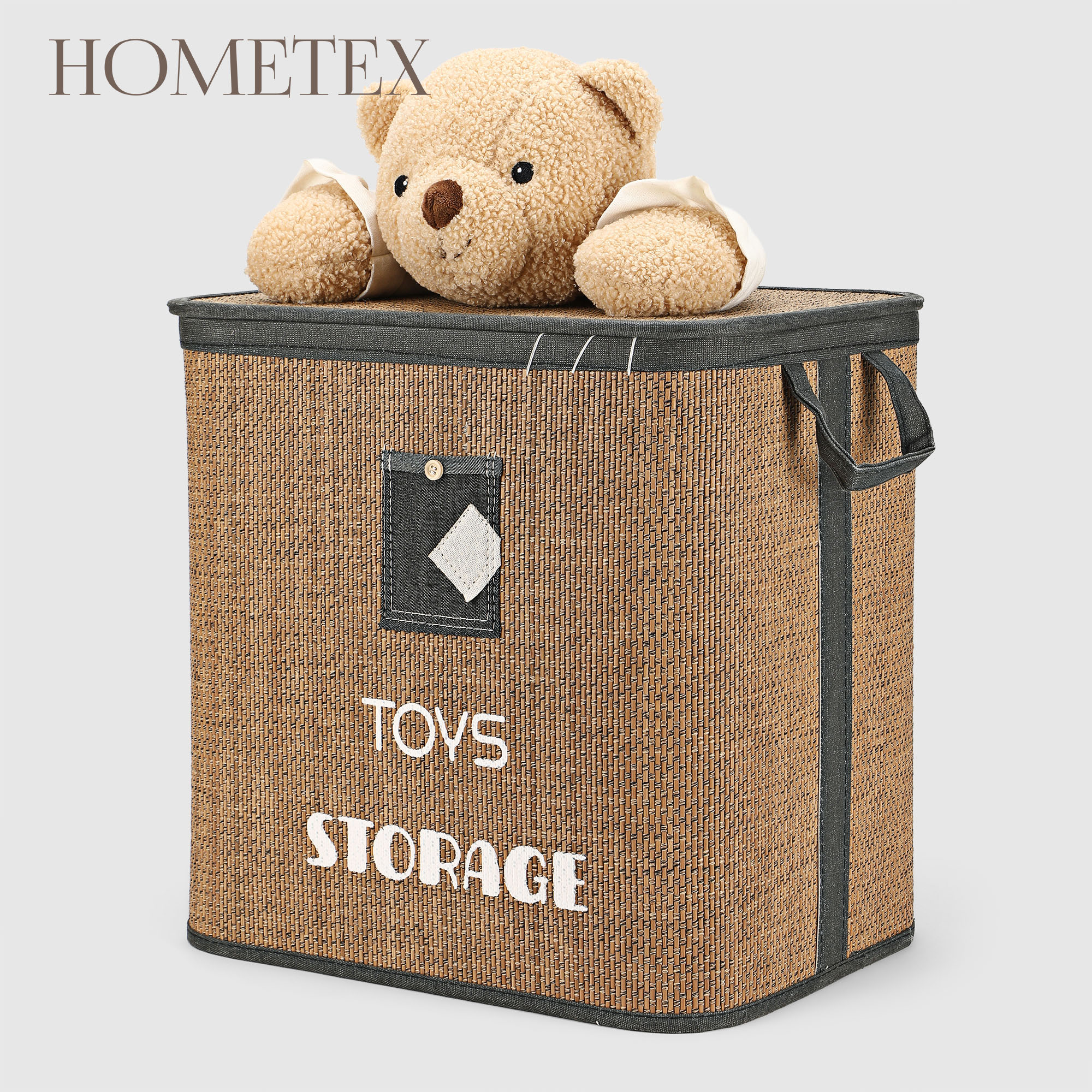 Корзина для белья Hometex с крышкой, коричневые мишки 40х30х40 см