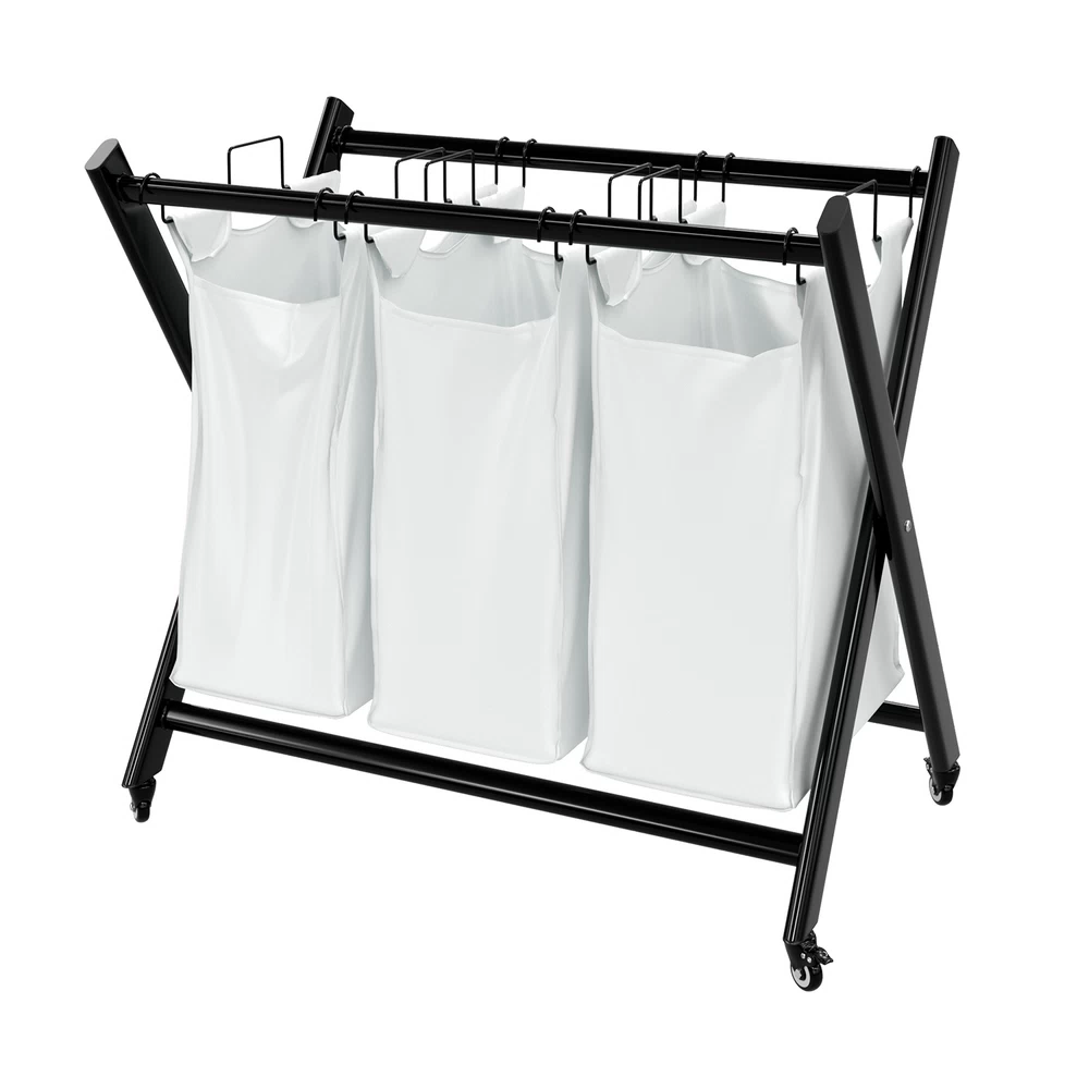 Корзина для белья WasserKraft Naab 790х720х465 мм 123 л складная белая/черная (WB-860-L)