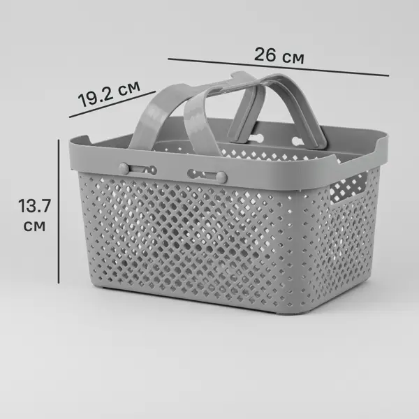 Корзина для хранения Plast Team Миен 26x13.7x19.2 см полипропилен цвет серый