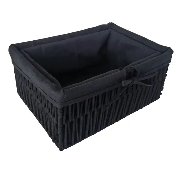 Корзина для хранения Spaceo 34x24x15 см, 30x20x13 см полиэстер цвет черный 2 шт