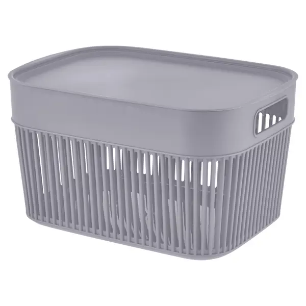 Корзина для хранения вещей Keeplex Дождь 25.8x14.9x18.6 см 5 л полипропилен с крышкой цвет серый топаз