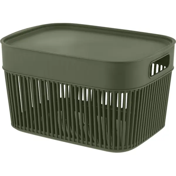 Корзина для хранения вещей Keeplex Дождь 25.8x14.9x18.6 см 5 л полипропилен с крышкой цвет северный мох