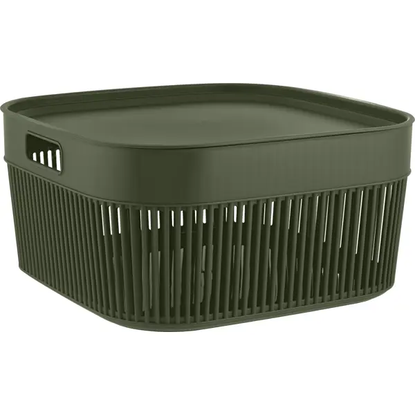 Корзина для хранения вещей Keeplex Дождь 29.6x14.5x28.8 см 9.5 л полипропилен с крышкой цвет северный мох
