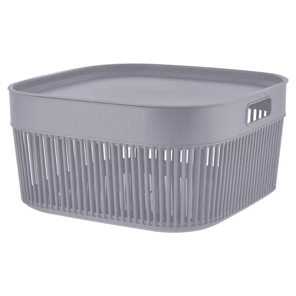 Корзина для хранения вещей Keeplex Дождь 29.6x14.5x28.8 см 9.5 л полипропилен с крышкой цвет серый топаз