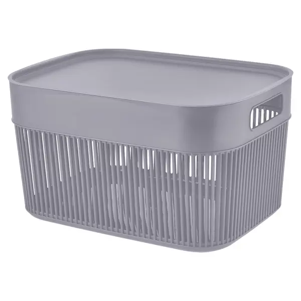 Корзина для хранения вещей Keeplex Дождь 34.8x19.6x25 см 12 л полипропилен с крышкой цвет серый топаз