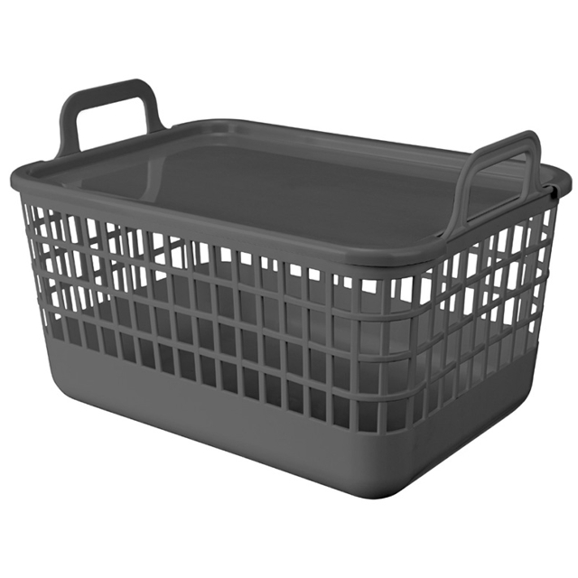 корзина ECONOVA Kobo 12л 32x22,4x21см пластик с крышкой серый