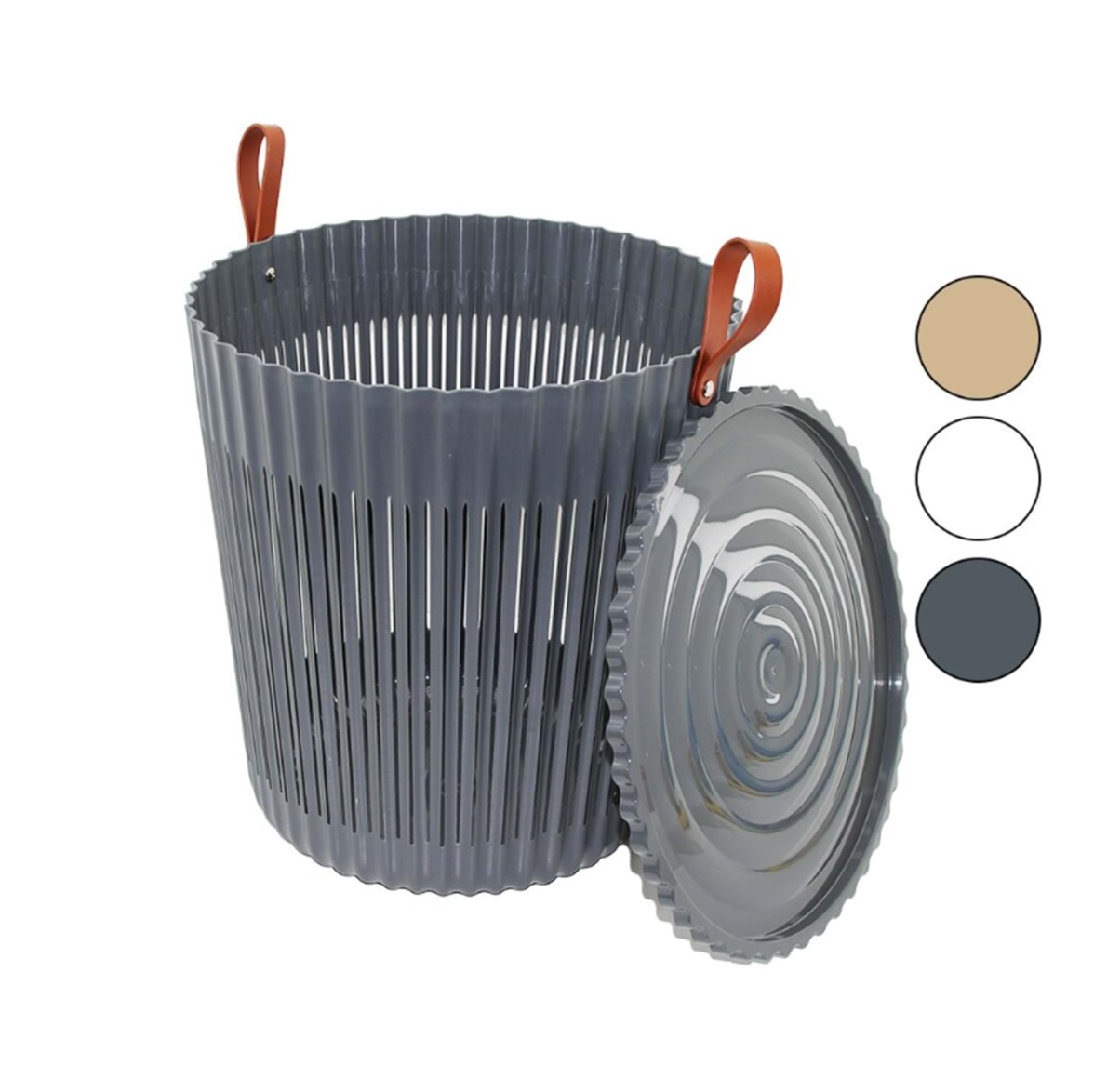 Корзина Sun Plastik Flexion круглая с крышкой 36х36х39,5 см в ассортименте