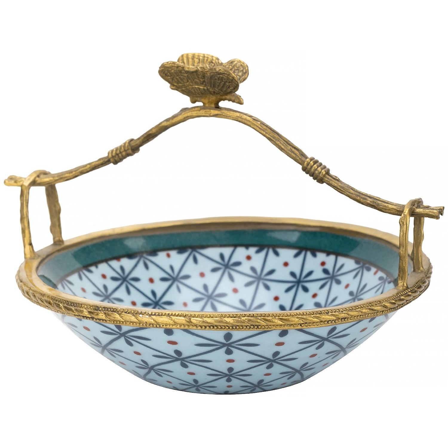 Корзиночка Glasar с бабочкой голубая 17х15х13 см
