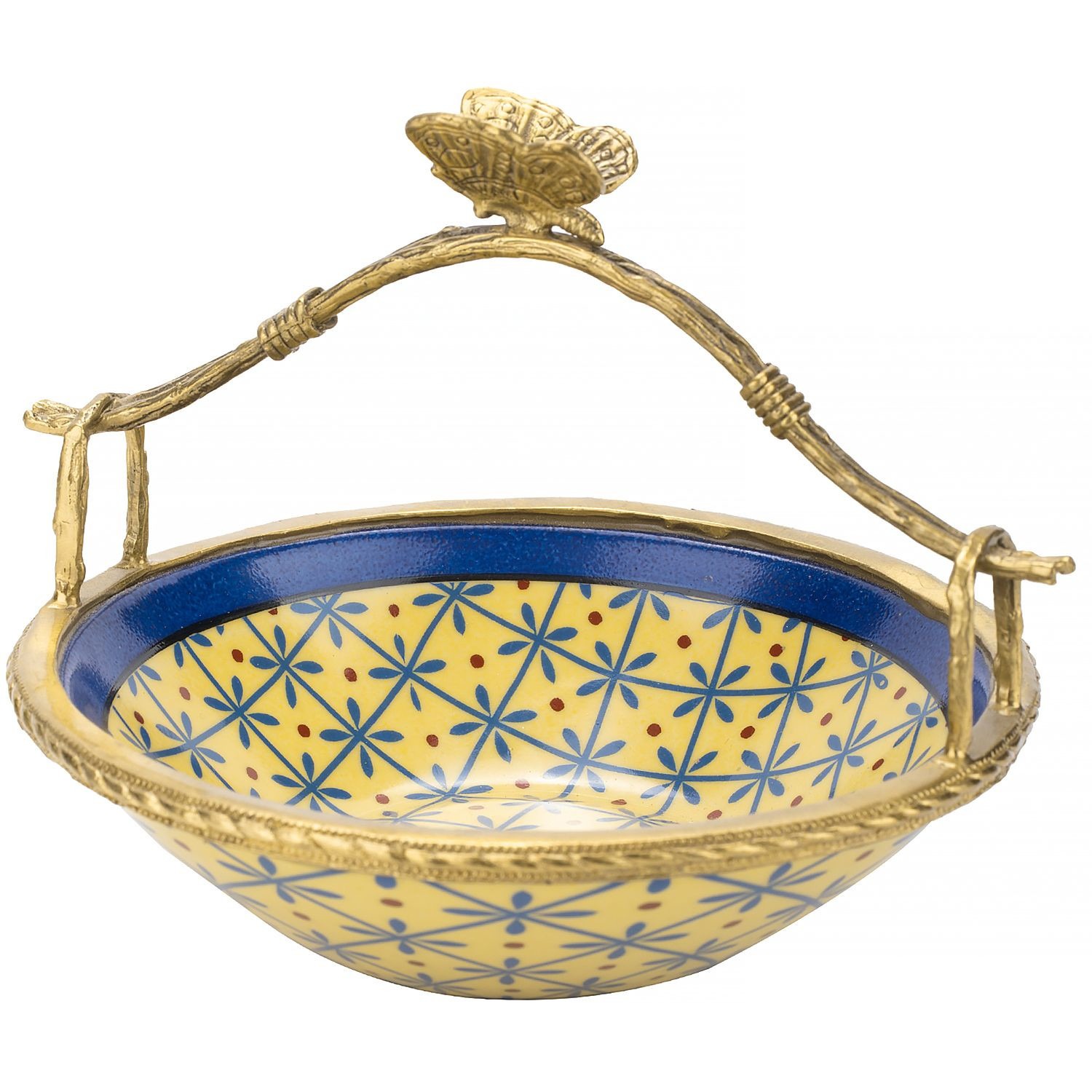 Корзиночка Glasar с бабочкой желтая 17х15х13 см