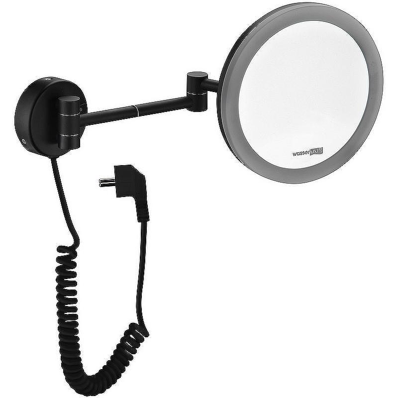 Косметическое зеркало WasserKRAFT K-1004BLACK с подсветкой с увеличением цвет Черный матовый