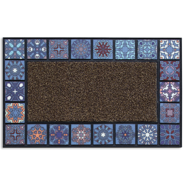 коврик ATTRIBUTE Mosaic Quadro 45х75см резина, полипропилен синий