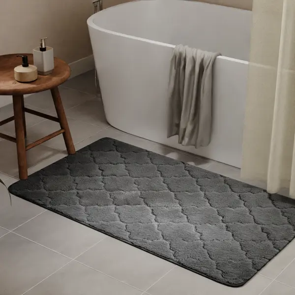 Коврик для ванной Bath Plus Лана 70x120 см цвет графитовый