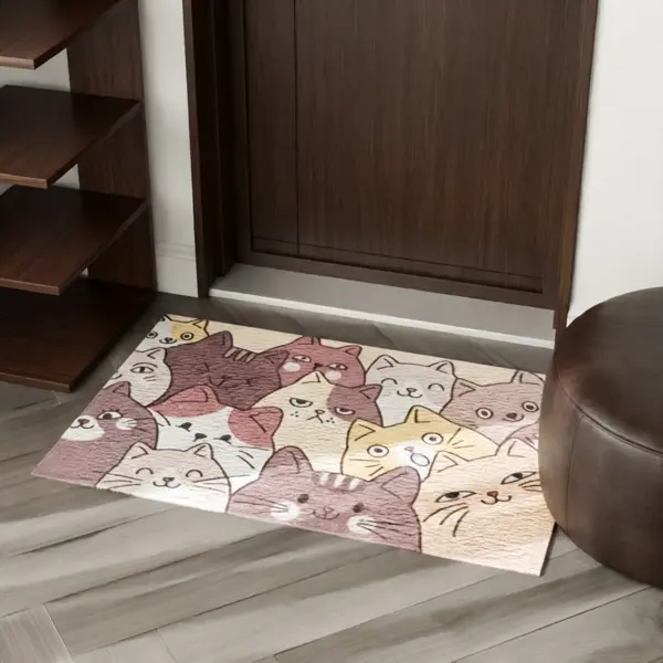 Коврик грязезащитный Cats ПВХ 60x90 см цвет коричнево-черный