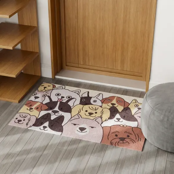 Коврик грязезащитный Dogs ПВХ 60x90 см цвет коричнево-бежевый