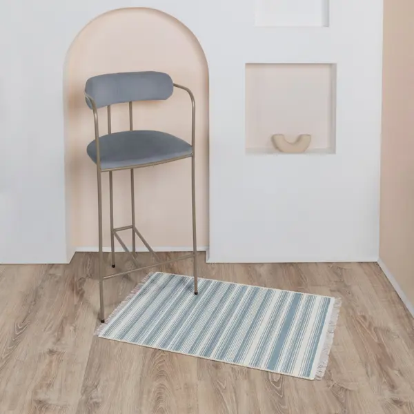 Коврик Teressa 60x100 см хлопок цвет светло-синий/кремовый