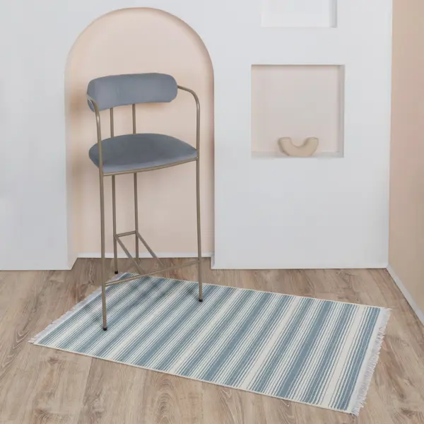 Коврик Teressa 80x150 см хлопок цвет светло-синий/кремовый