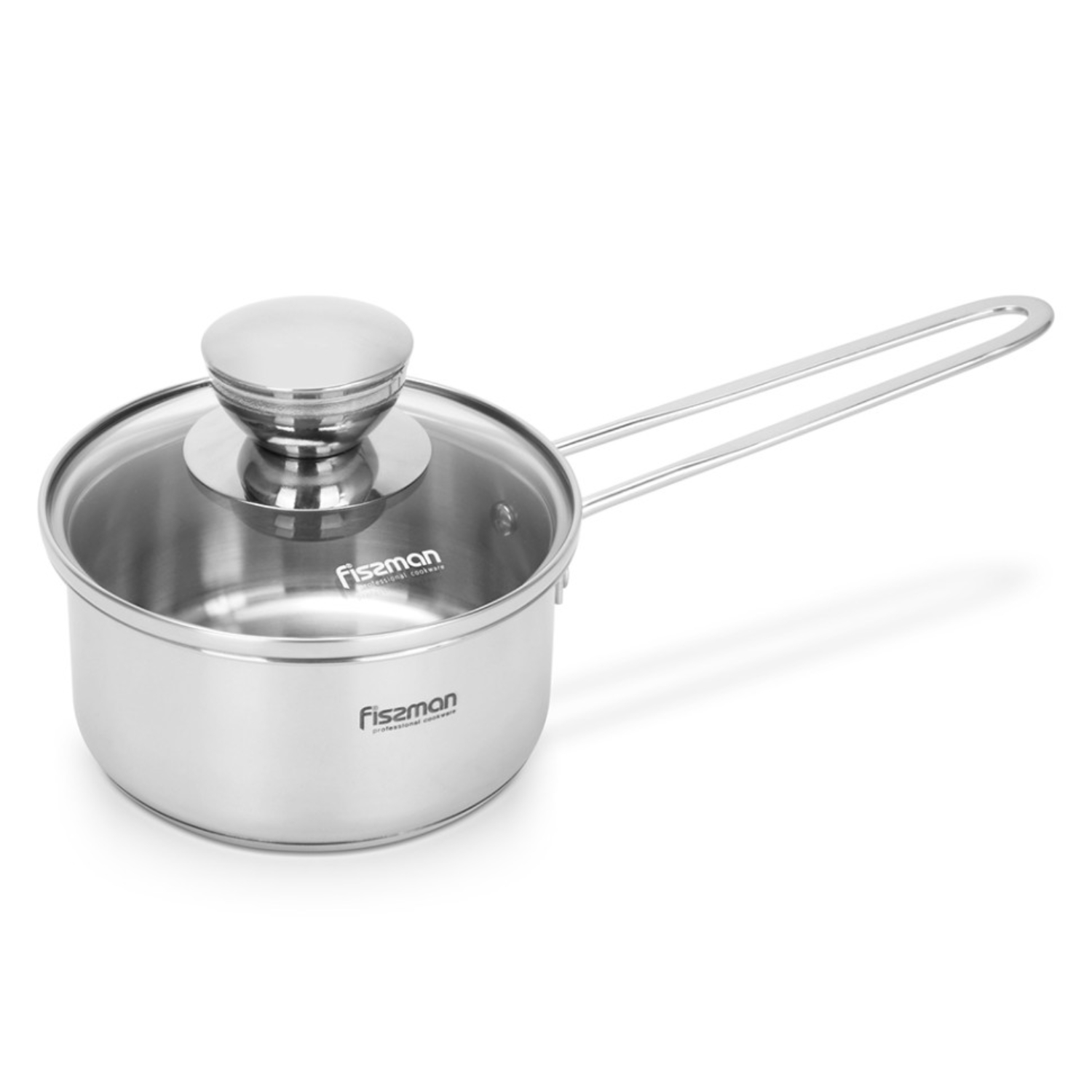 Ковш Fissman Mini cook со стеклянной крышкой, нержавеющая сталь, 12x6 см, 0,6 л