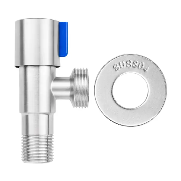 Кран с кран-буксой угловой MPF PN10 1/2"х3/4" НР нержавеющая сталь ручка флажок