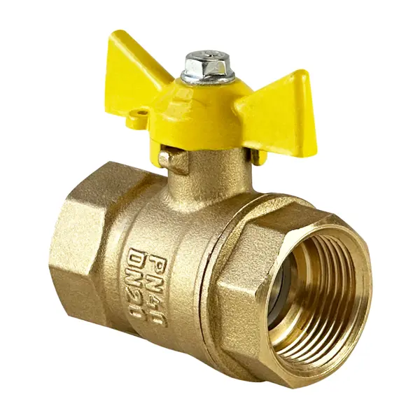 Кран шаровой для газа прямой Valfex DN20 PN40 3/4" ВР латунь ручка бабочка