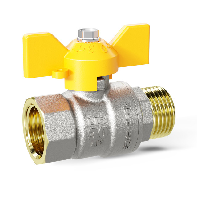 кран шаровой газовый LD 1/2" в/н бабочка