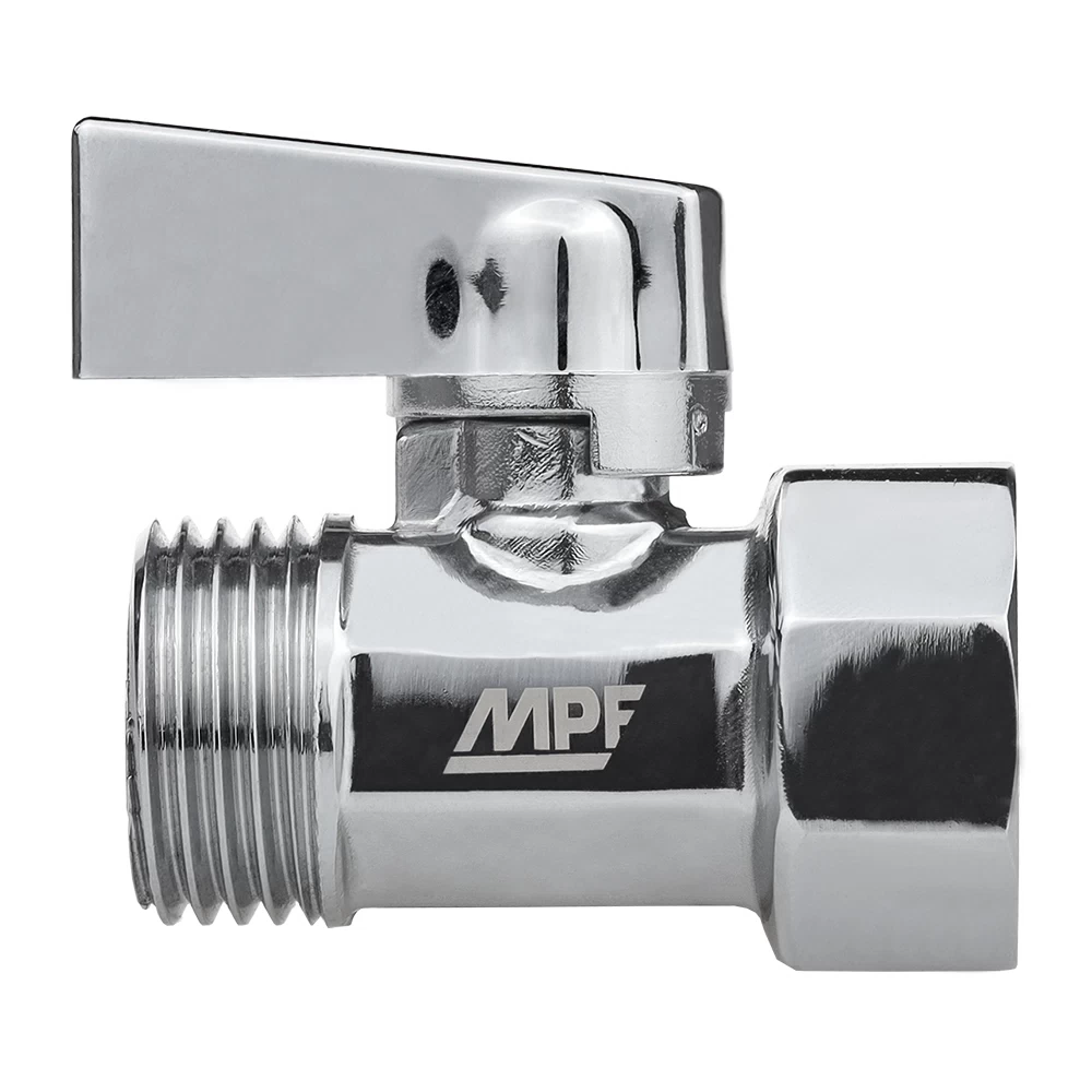 Кран шаровой латунный MPF 1/2 ВР(г) х 1/2 НР(ш) к бытовой технике хром мини проходной ГОСТ Р 59553-2021 (ИС.081214)