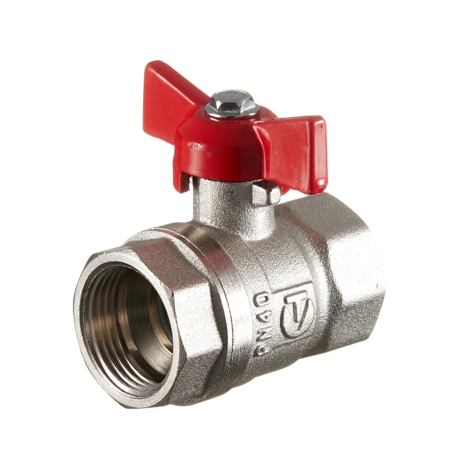 Кран шаровой латунный Valtec 3/4 ВР(г) х 3/4 ВР(г) бабочка прямой (VT.122.N.05)