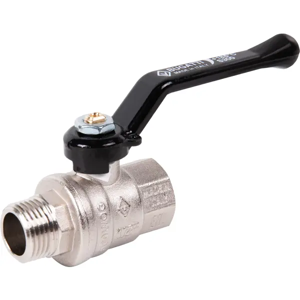 Кран шаровой прямой Bugatti Oregon DN15 PN40 1/2" НР/ВР латунь ручка рычаг
