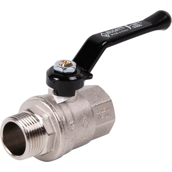 Кран шаровой прямой Bugatti Oregon DN20 PN40 3/4" НР/ВР латунь ручка рычаг